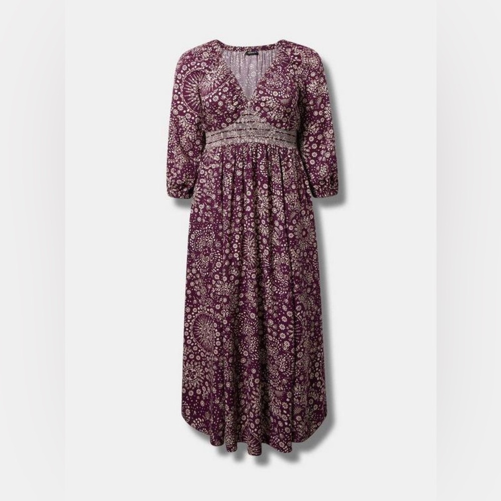 Maxi 3/4 Raglan Sleeve V-Neck Dress